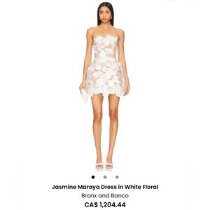 Bronx and Banco Strapless White Floral Dress